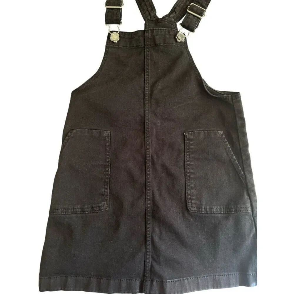 H&M 5-6 year girls black overalls skirt cotton suspenders